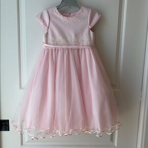 Girls Pink Special Occasion Party Dress with Lace and Tulle